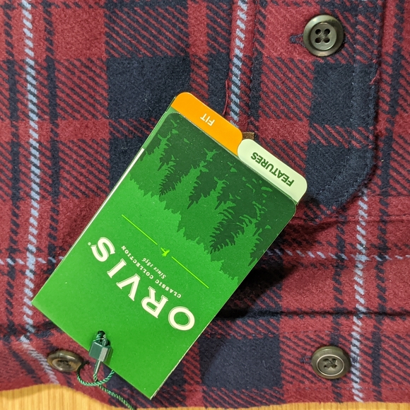 Orvis Men’s Brawny Flannel Shirt, Color RED, XL Tall - Picture 6 of 8